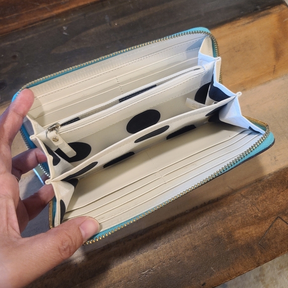 Kate Spade New York Wallet Large Teal Multi Compartment Leather Wallet - Picture 7 of 12